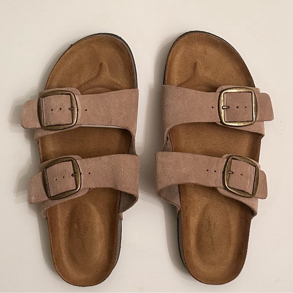 Brown Suede Double Strap Sandals